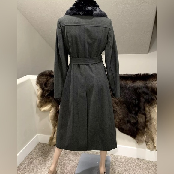 🌸NEW Calvin Klein Women’s Wool & Faux fur Collar Maxi Trench Coat Sz 6 NWT. - Picture 4 of 16